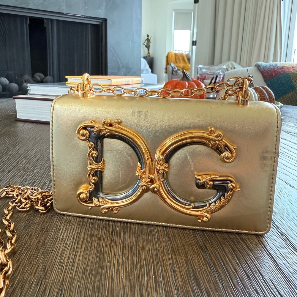 Dolce & Gabbana Gold Crossbody Bag with Black Accents